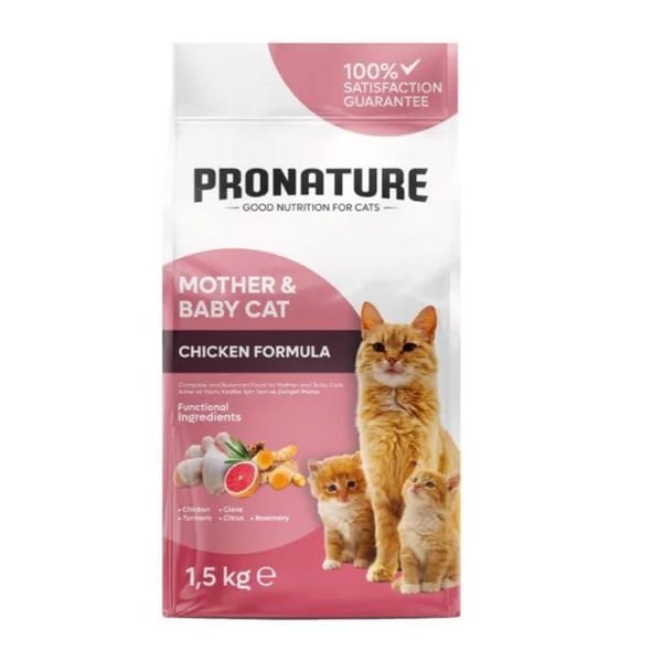 Pronature Mother&Baby Cat Tavuklu Anne ve Yavru Kedi Maması 1.5 Kg - Kuru Kedi Maması