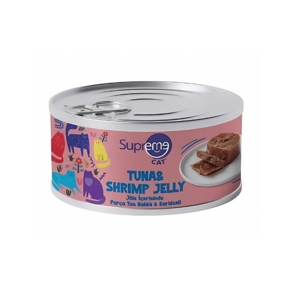 Supreme Cat Jöle İçerisinde Ton Balıklı ve Karidesli Yetişkin Kedi Konservesi 1 Adet 85 Gr yaş konserve kedi maması