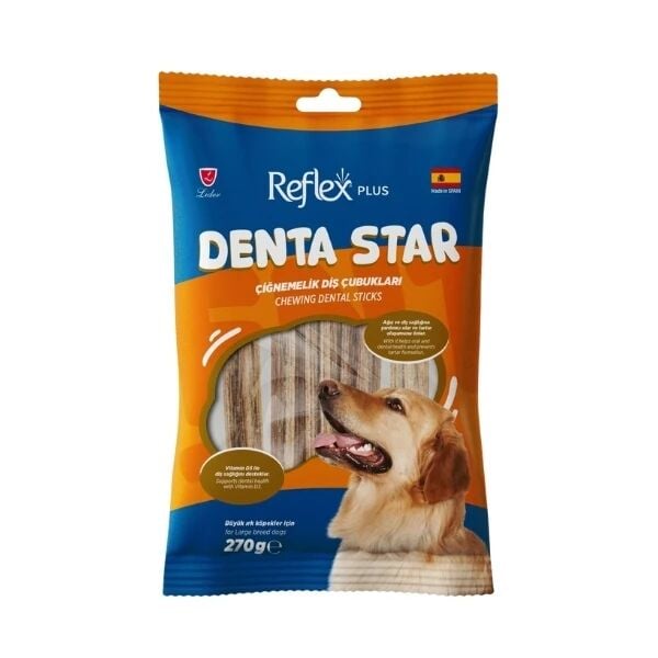 Reflex Plus Denta Star Çiğnemelik Diş Çubukları Büyük Irk Yetişkin Köpek Ödül Maması 1 Adet 270 Gr - Köpek Ödül Maması