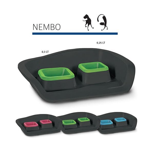 MP Nembo Sıçratma Önleyicili Kedi ve Köpekler için İkili Mama ve Su Kabı 0.3+0.25 Lt - Köpek Mama ve Su Kabı