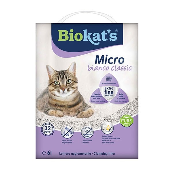 Biokats Micro Bianco Classic Kokusuz Topaklanan Doğal Kedi Kumu 1 Adet 6 Lt ürünü görseli