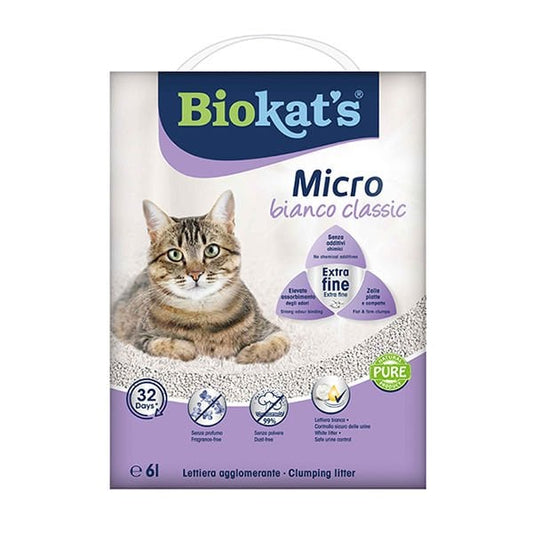 Biokats Micro Bianco Classic Kokusuz Topaklanan Doğal Kedi Kumu 1 Adet 6 Lt ürünü görseli