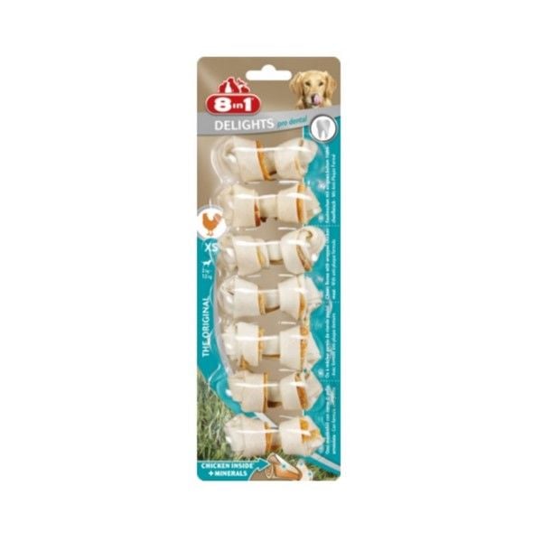 8in1 Delights Pro Dental Tavuk Düğümlü Köpek Kemik Ödülü 1 Adet Xsmall 84 Gr - Köpek Ödül Maması