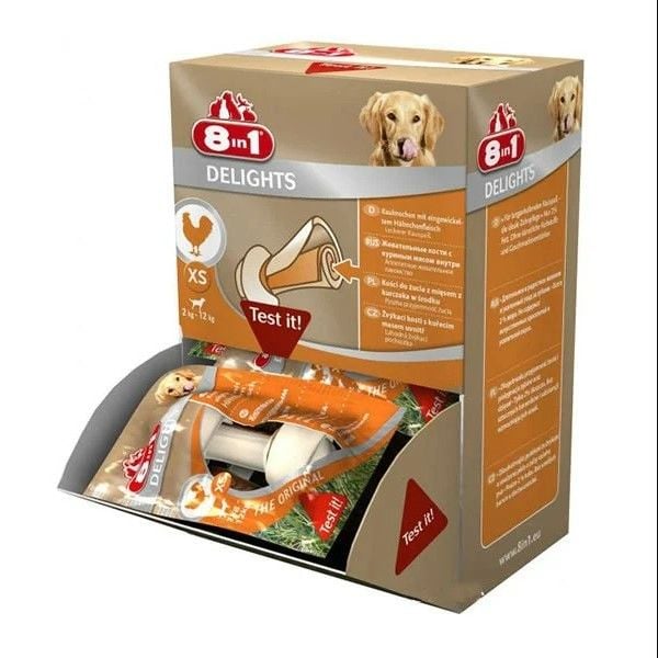 8in1 Delights Tavuk Etli Köpek Ödül Kemiği 1 Adet Xsmall 12 Gr - Köpek Ödül Maması