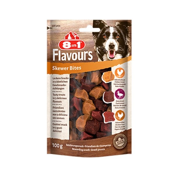 8in1 Flavours Skewer Bites Kuşbaşı Dilimli Çiğneme Köpek Ödül Maması 1 Adet 100 Gr - Köpek Ödül Maması