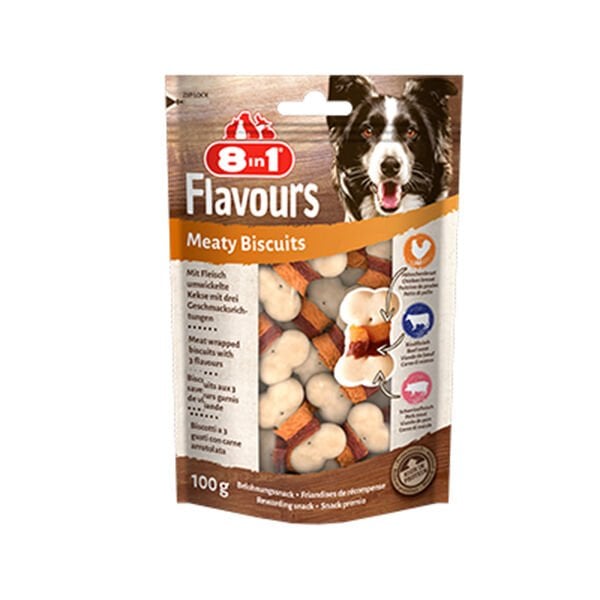8in1 Flavours Meaty Biscuits Kıtır Köpek Ödül Maması 1 Adet 100 Gr - Köpek Ödül Maması