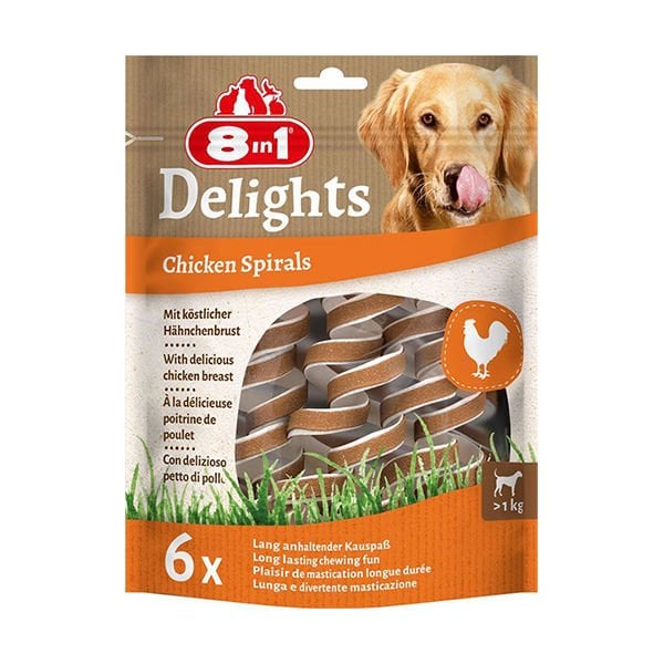 8in1 Delights Smart Spirals Tavuklu Burgu Köpek Ödülü 1 Adet 6x60 Gr - Köpek Ödül Maması