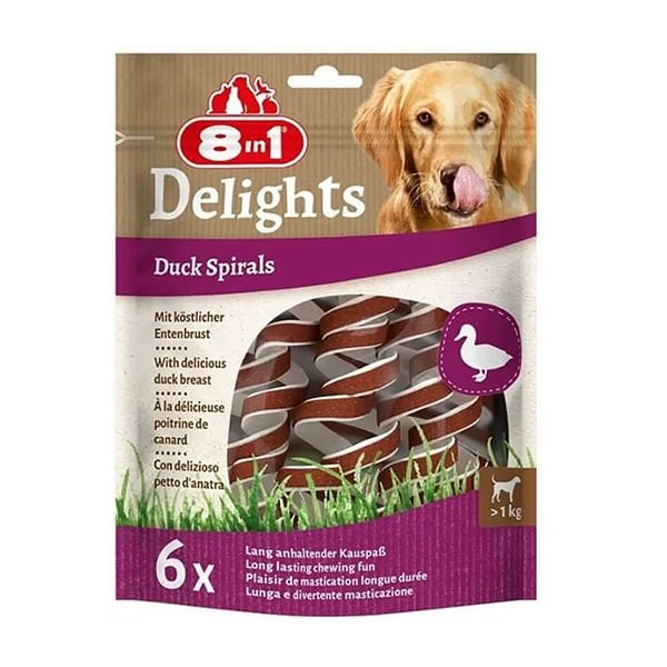 8in1 Delights Smart Spirals Ördekli Burgu Köpek Ödülü 1 Adet 6x85 Gr - Köpek Ödül Maması