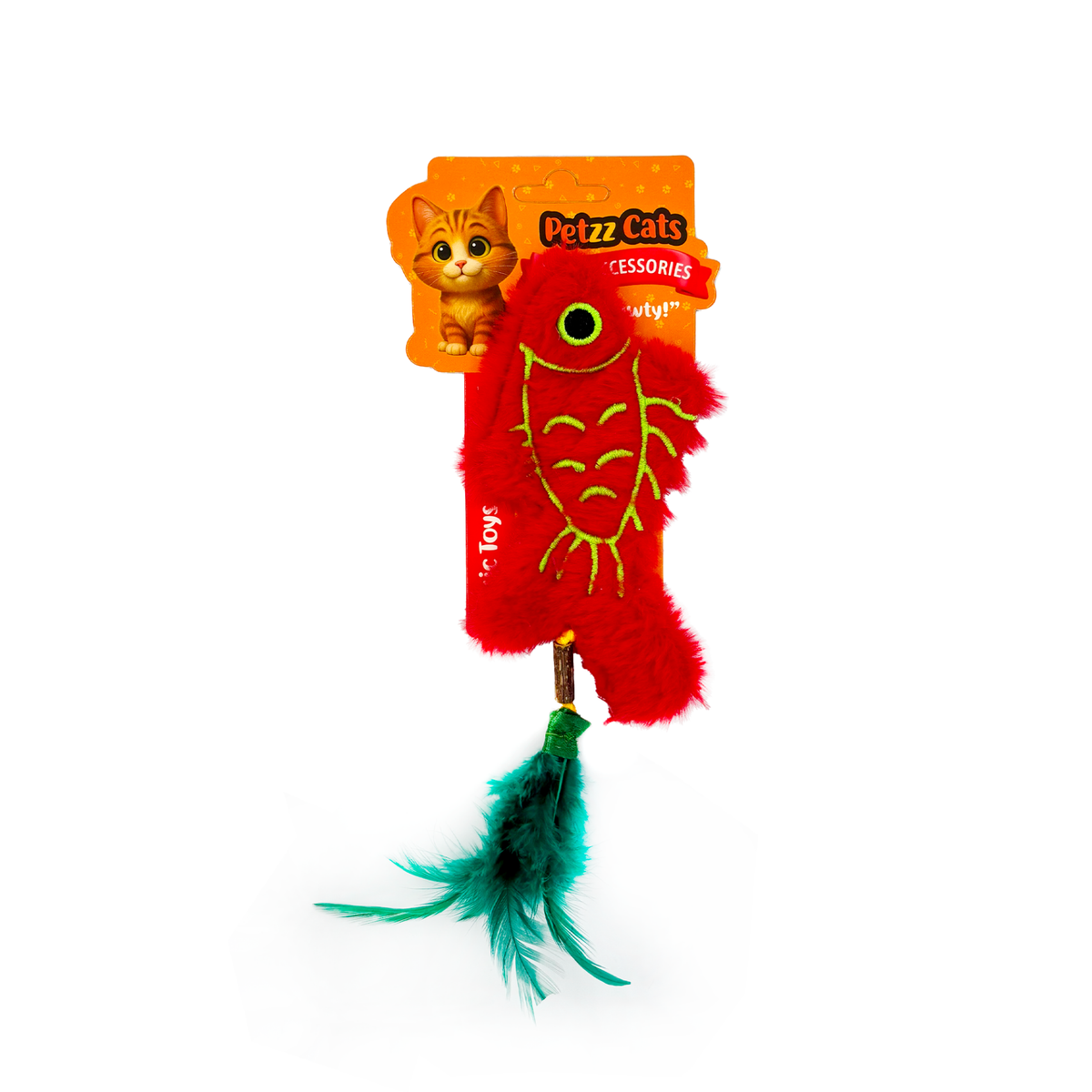 PetzzCats Fish Matatabi ve Çıngırak Sesli Peluş Kedi Oyuncağı Kırmızı 20x8 Cm - Kedi Oyuncağı