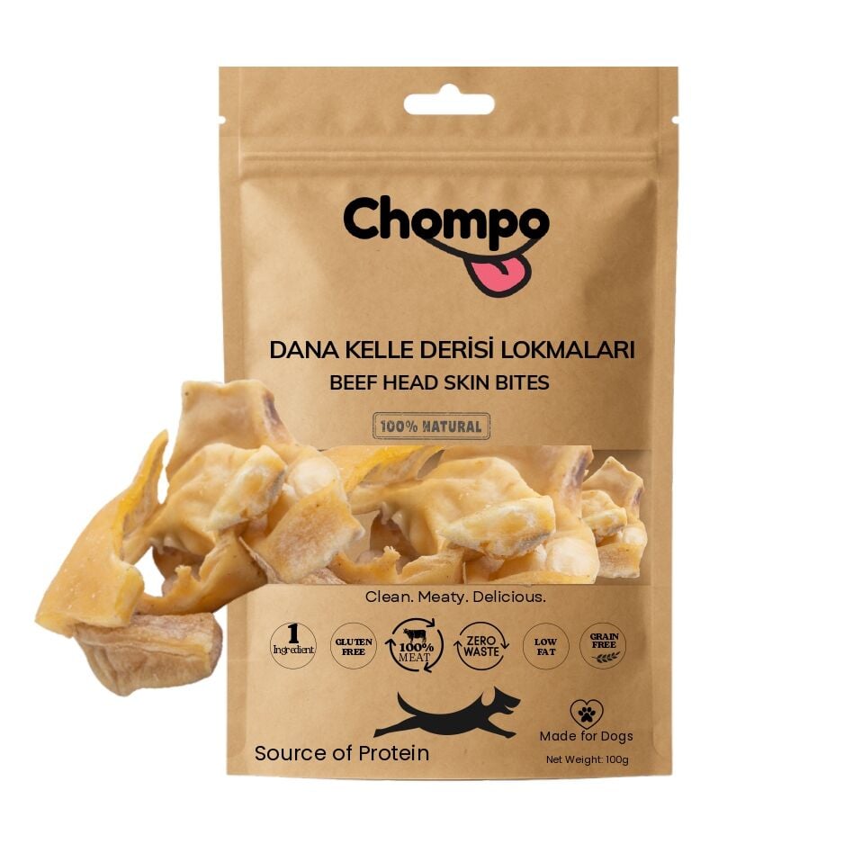 Chompo Kurutulmuş Dana Kelle Derisi Köpek Ödül Maması 100 Gr - Köpek Ödül Maması
