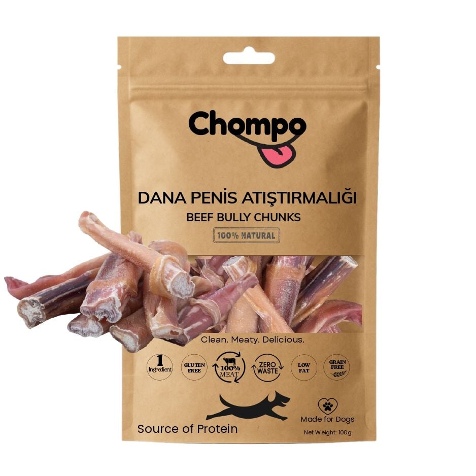 Chompo Kurutumuş Dana Penisi Parçaları Köpek Ödül Maması 100 Gr - Köpek Ödül Maması