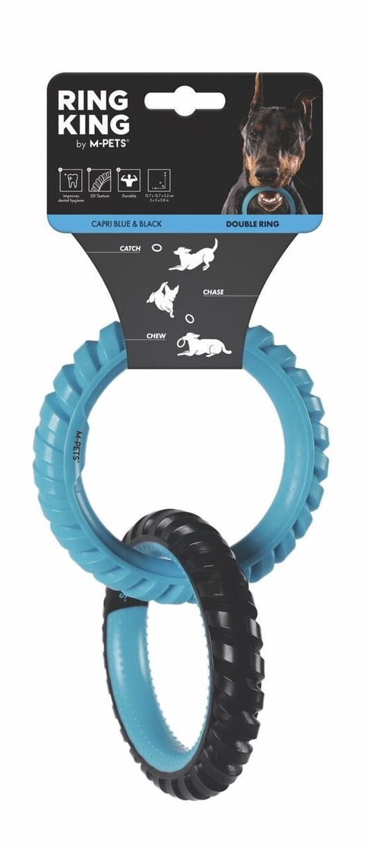 M-Pets Ring King Kauçuk Köpek Oyuncağı 20x12.7x2.2 Cm Mavi/Siyah
