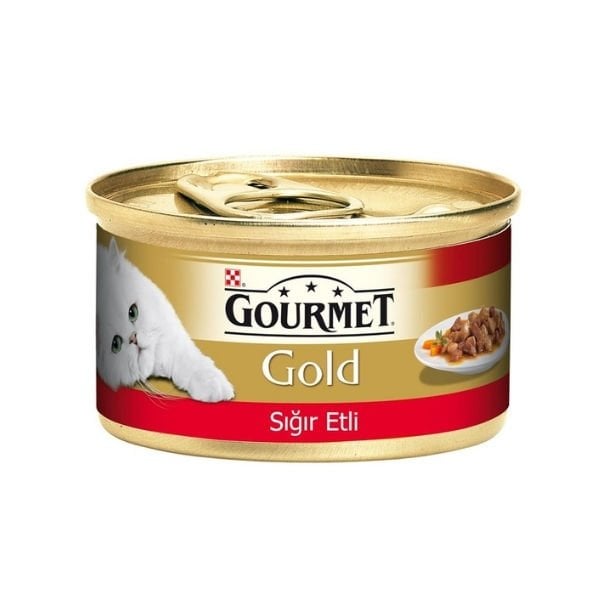 Gourmet Gold Parça Sığır Etli Yetişkin Konserve Kedi Maması 1 Adet 85 Gr yaş konserve kedi maması