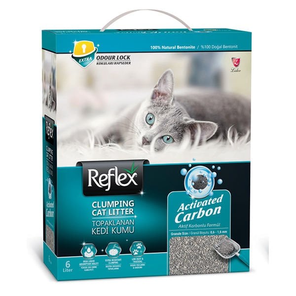 Reflex Hassas Kediler için Aktif Karbonlu Topaklanan Kedi Kumu 1 Adet 6 Lt ürünü görseli