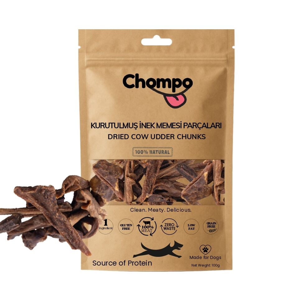 Chompo Kurutulmuş İnek Memesi Parçaları Köpek Ödül Maması 100 Gr - Köpek Ödül Maması