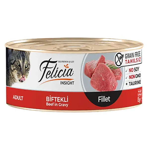 Felicia Tahılsız Biftekli Fileto Yetişkin Konserve Kedi Maması 1 Adet 85 Gr yaş konserve kedi maması