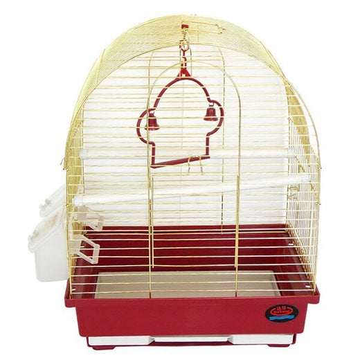 Dayang İki Kapılı Davul Muhabbet Kuş Kafesi Kırmızı/Sarı 30x23x40 Cm