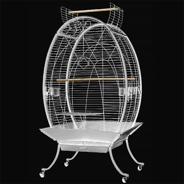 Dayang Oval Ayaklı Papağan Kafesi Beyaz 89x60x159 Cm
