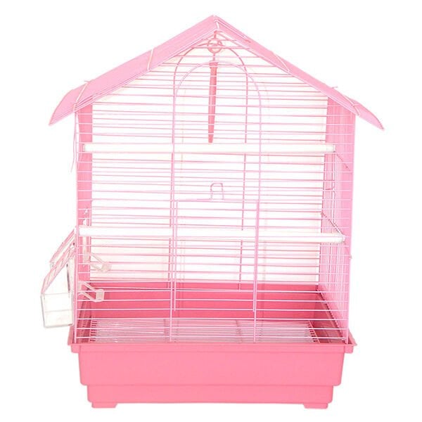 Dayang İki Kapılı Çatılı Muhabbet Kuşu Kafesi Renkli 35x28x46 Cm
