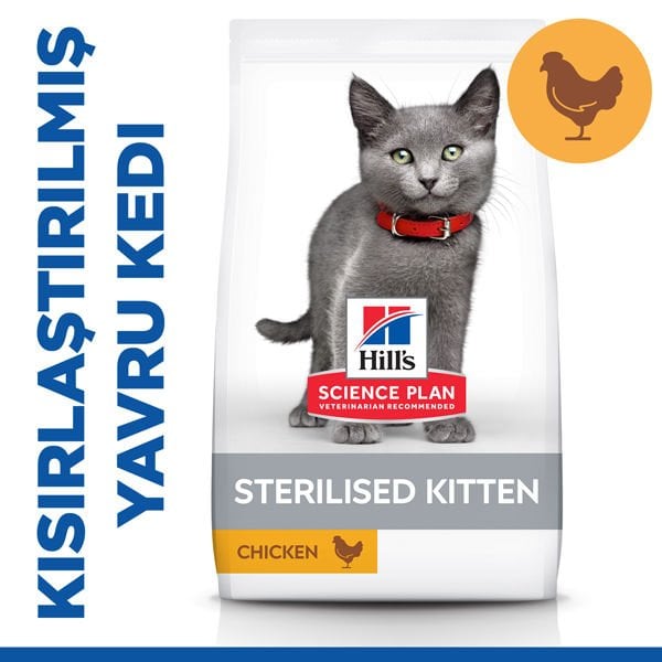 Hills Sterilised Kitten Tavuklu Kısırlaştırılmış Yavru Kedi Maması 3 Kg - Kuru Kedi Maması