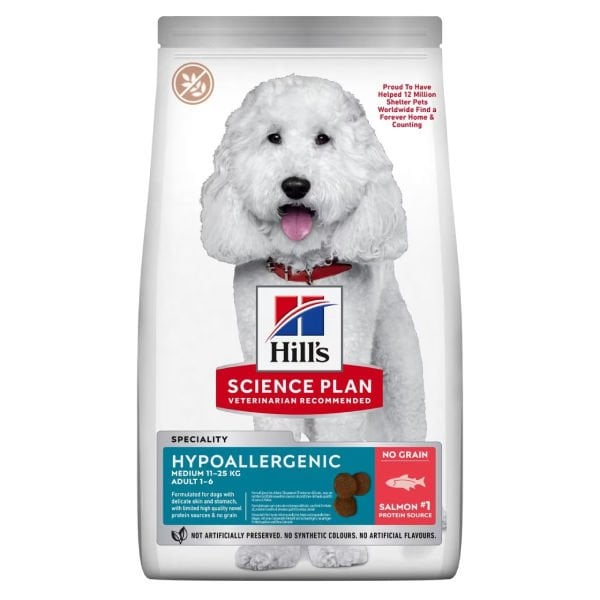 Hills Science Plan Hypoallergenic Somonlu Orta Irk Yetişkin Tahılsız Köpek Maması 2.5 Kg - Kuru Köpek Maması