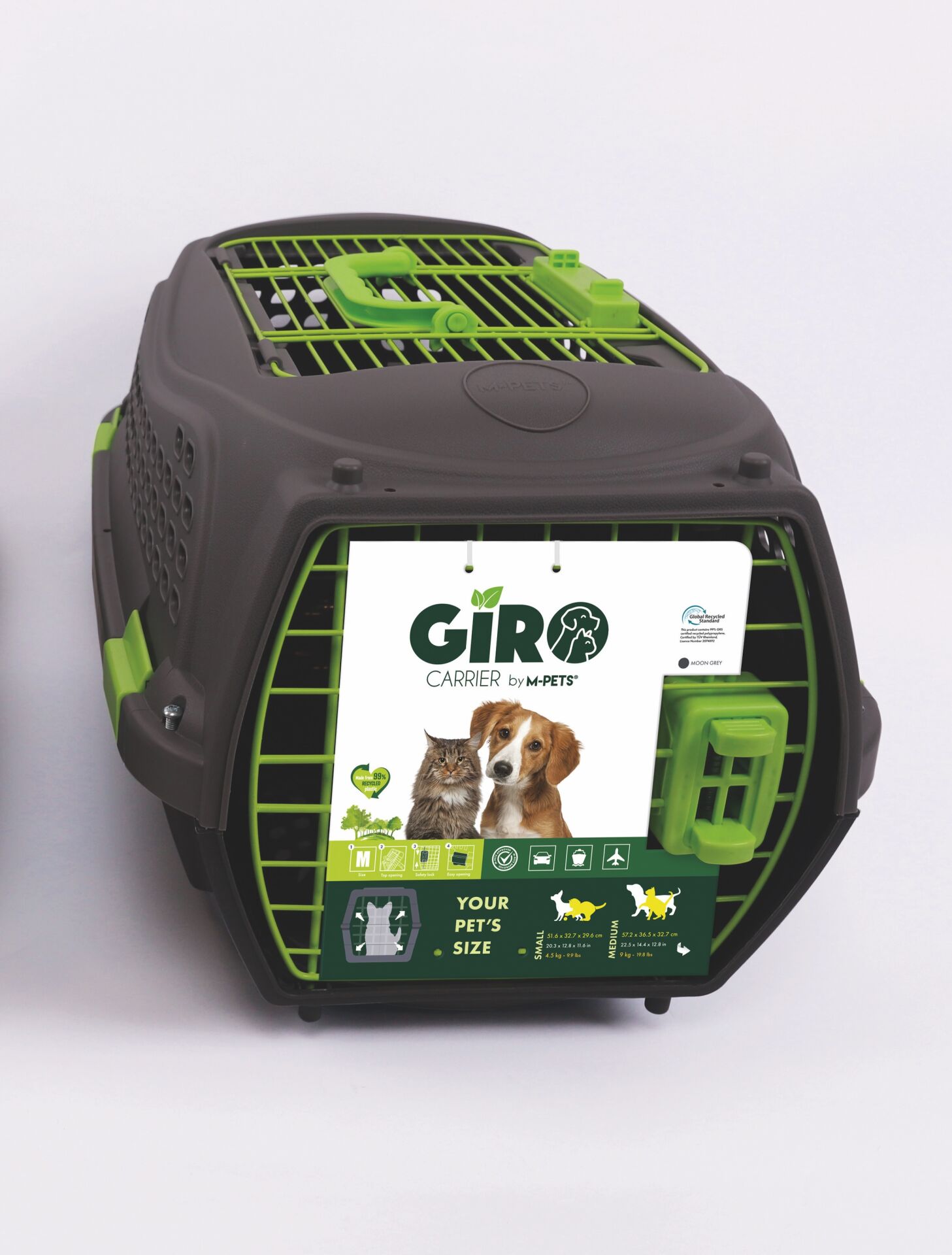 M-Pets Eco Giro Carrier Kedi ve Küçük Irk Köpek Taşıma Çantası 51.6x32.7x29.6 Cm Siyah/Yeşil Medium - Kedi Aksesuarı