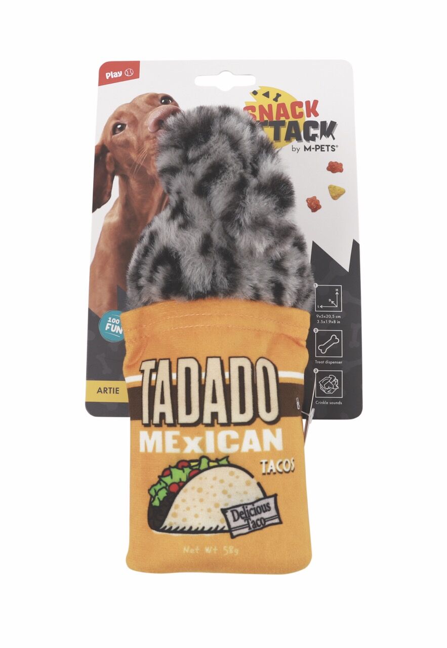 M-Pets Artie Ödül Hazneli Peluş Köpek Oyuncağı 9.2x5x20.5 Cm Gri/Turuncu
