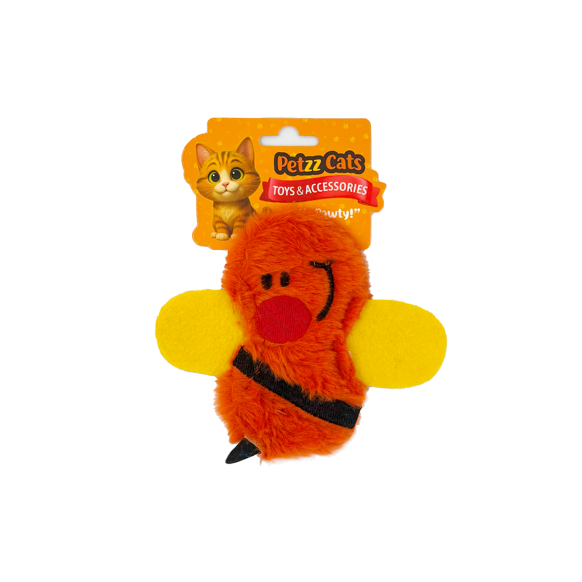 PetzzCats Bee Matatabi ve Çıngırak Sesli Peluş Kedi Oyuncağı Turuncu 15x14 Cm - Kedi Oyuncağı