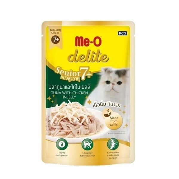 Meo Delite Ton Balıklı ve Tavuklu Pouch Yaşlı Konserve Kedi Maması 1 Adet 70 Gr yaş konserve kedi maması