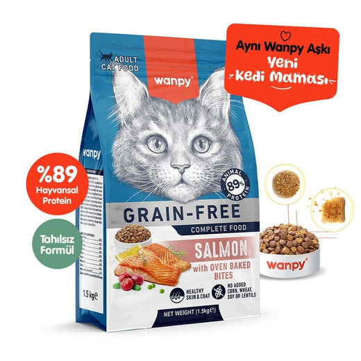 Wanpy Somonlu Tahılsız Yetişkin Kedi Maması 1.5 Kg