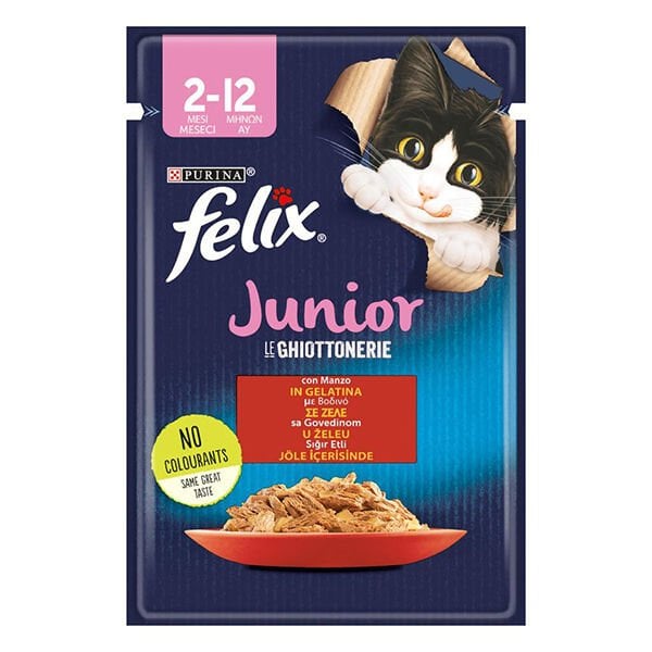 Felix Sensations Junior Taze Jöle İçerisinde Sığır Etli Yavru Yaş Kedi Maması 1 Adet 85 Gr yaş konserve kedi maması