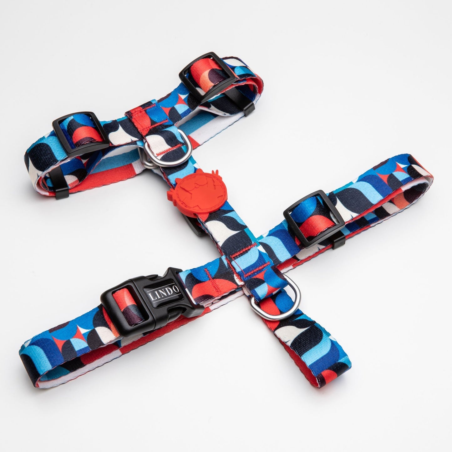 Lindo Dogs Red Line H Tipi Köpek Göğüs Tasması Kırmızı/Mavi Beden Large - Köpek Tasması