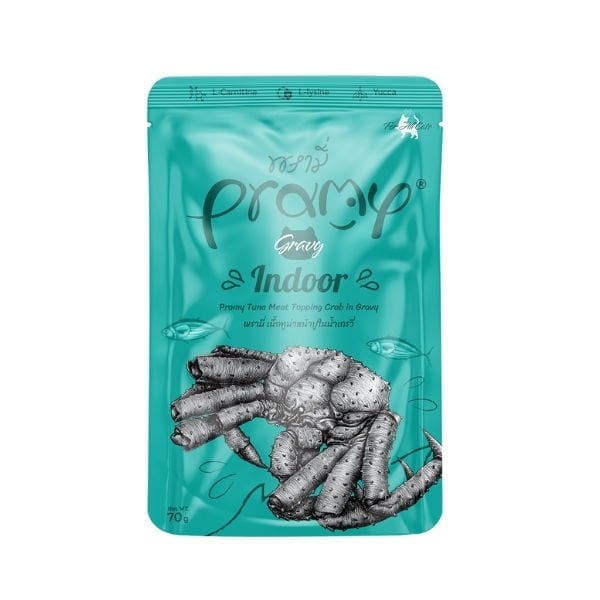 Pramy Indoor Sos İçinde Yengeçli ve Ton Balıklı Pouch Yetişkin Yaş Kedi Maması 1 Adet 70 Gr yaş konserve kedi maması