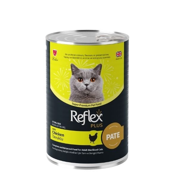 Reflex Plus Pate İçinde Tavuklu Kısırlaştırılmış Konserve Kedi Maması 1 Adet 395 Gr yaş konserve kedi maması