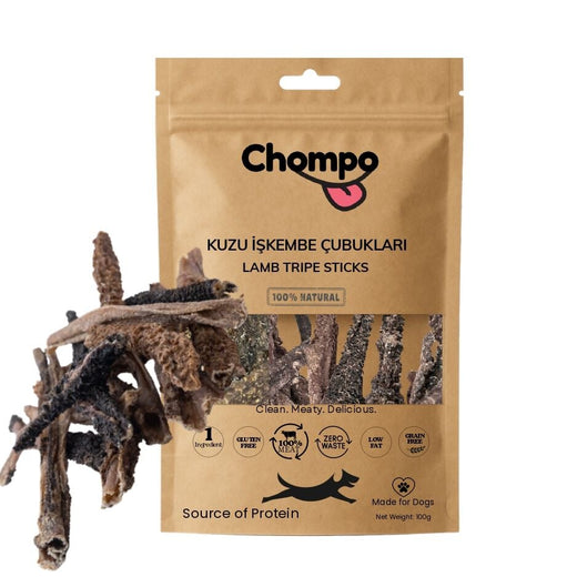 Chompo Kurutulmuş Kuzu İşkembe Şeritleri Köpek Ödül Maması 100 Gr