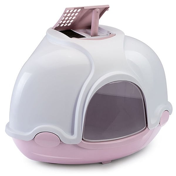 İmac Ginger Kapalı Kedi Tuvaleti Beyaz/Pembe 52x52x44.5 Cm ürün görseli
