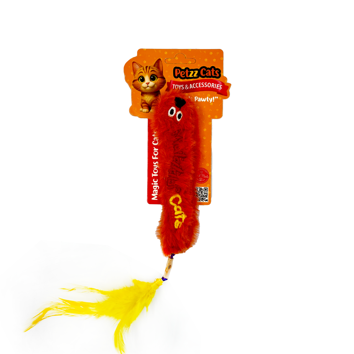 PetzzCats Worm Matatabi ve Çıngırak Sesli Peluş Kedi Oyuncağı Turuncu 28x4 Cm - Kedi Oyuncağı