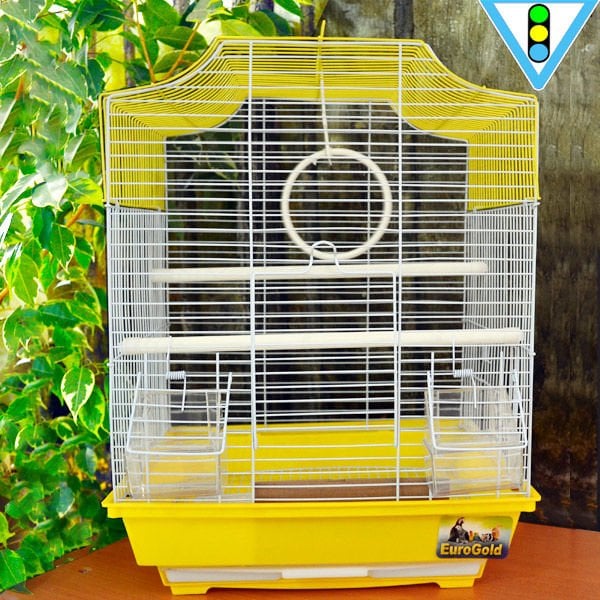 Euro Gold Beşgen Çatılı Kuş Kafesi Renkli 34.5x28x45.5 Cm
