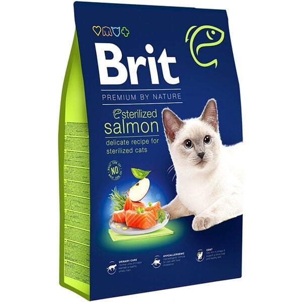 Brit Premium By Nature Sterilised Somonlu Kısırlaştırılmış Yetişkin Kedi Maması 8 Kg - Kuru Kedi Maması