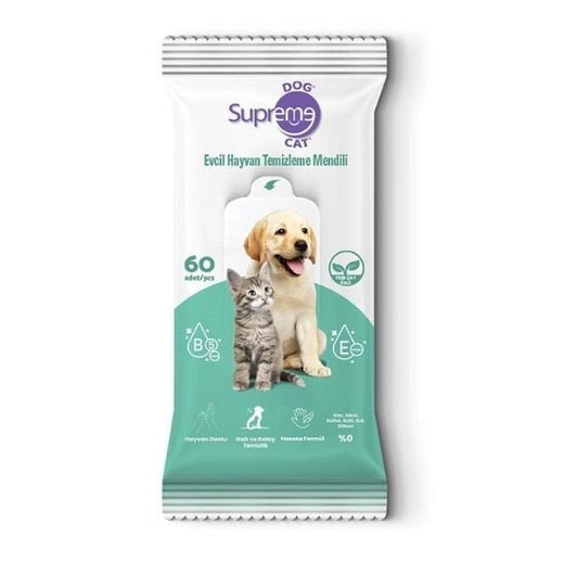 Supreme Yeşil Çaylı Kedi ve Köpek Temizleme Mendili 60 Adet