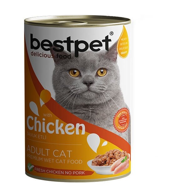 Bestpet Tavuklu Jöleli Yetişkin Konserve Kedi Maması 1 Adet 400 Gr yaş konserve kedi maması