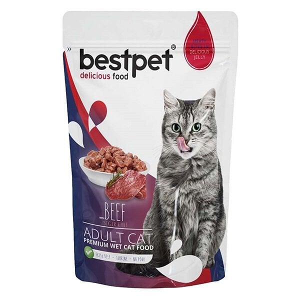 BestPet Adult Jelly Pouch Biftekli Yaş Kedi Maması 1 Adet 85 Gr yaş konserve kedi maması