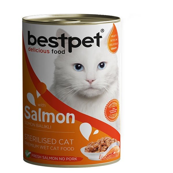 Bestpet Sterilised Somonlu Kısırlaştırılmış Konserve Kedi Maması 1 Adet 400 Gr yaş konserve kedi maması