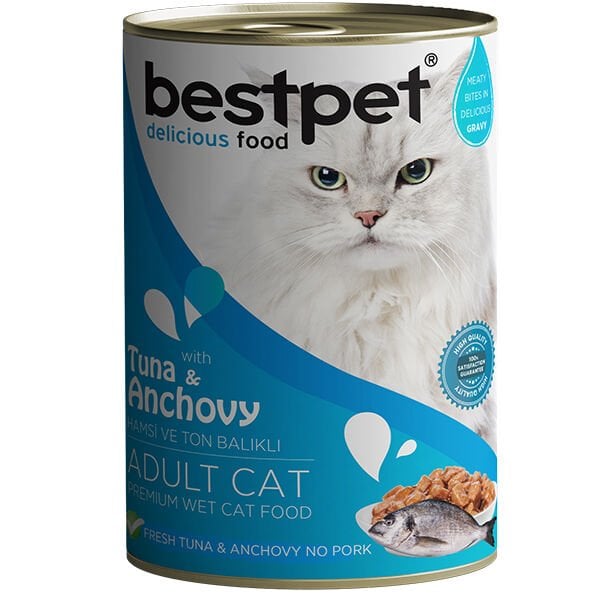 Bestpet Ton Balıklı ve Hamsili Gravy Yetişkin Konserve Kedi Maması 1 Adet 400 Gr yaş konserve kedi maması
