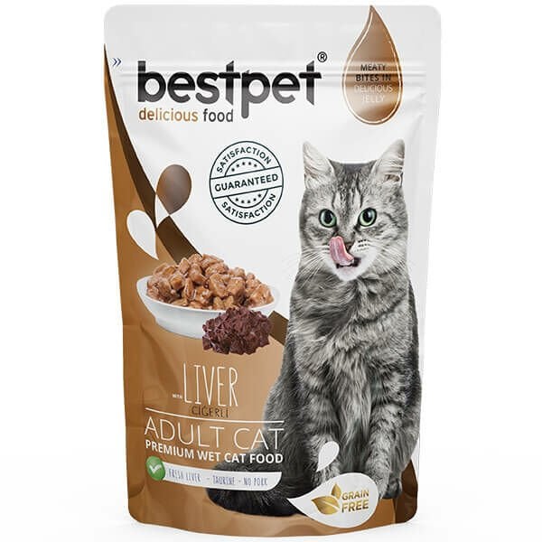 BestPet Adult Jelly Pouch Ciğerli Yaş Kedi Maması 1 Adet 85 Gr yaş konserve kedi maması