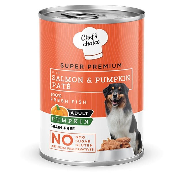 Chefs Choice Kıyılmış Somon Balıklı ve Balkabaklı Yetişkin Köpek Konservesi 1 Adet 400 Gr - Konserve Köpek Maması