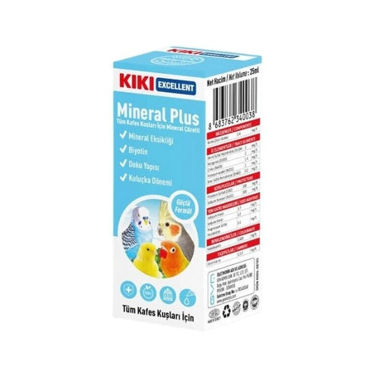 Kiki Excellent Mineral Plus Kuşlar için Mineral Çözelti Sıvı Damla 25 Ml

