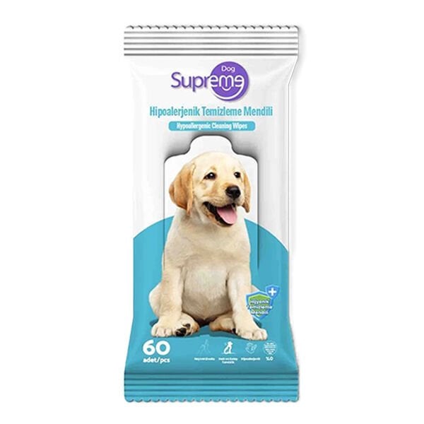 Supreme Kokusuz Hipoalerjenik Köpek Temizleme Mendili 60 Adet - Köpek Bakım Ürünü
