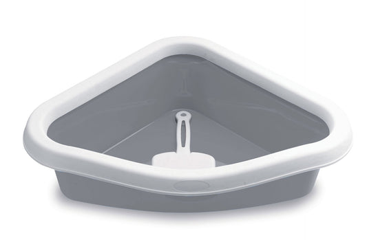 Stefanplast Sprint Corner Köşeli Açık Kedi Tuvaleti Beyaz/Gri 56x40x14 Cm ürün görseli