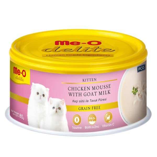 Meo Delite Tahılsız Keçi Sütlü ve Tavuklu Yavru Konserve Kedi Maması 1 Adet 80 Gr yaş konserve kedi maması